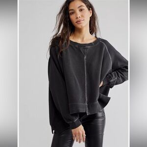 Free People Reverse It and Rework It Sweatshirt. Size L. Washed Black.